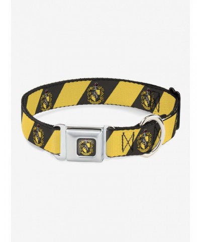 Harry Potter Hufflepuff Crest Diagonal Seatbelt Buckle Dog Collar $8.47 Pet Collars