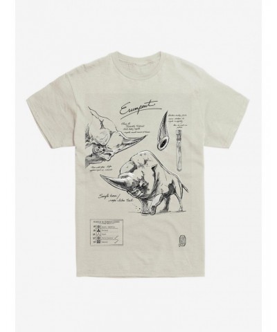 Fantastic Beasts Erumpent Sketches T-Shirt $7.46 T-Shirts