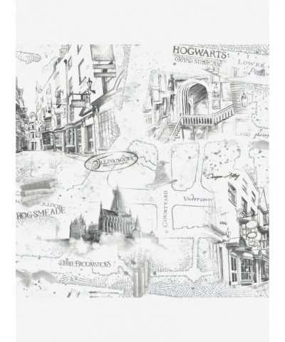 Harry Potter White Map Peel & Stick Wallpaper $24.43 Wallpapers