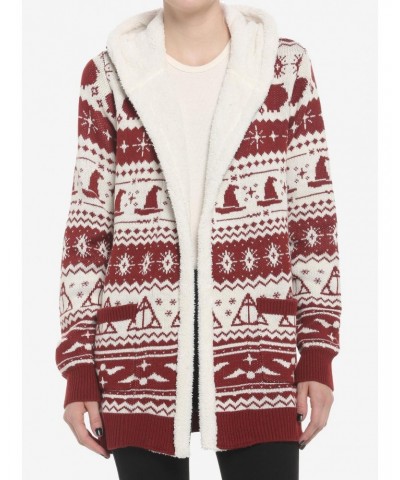 Harry Potter Fair Isle Sherpa Girls Open Cardigan Sweater $10.30 Sweaters